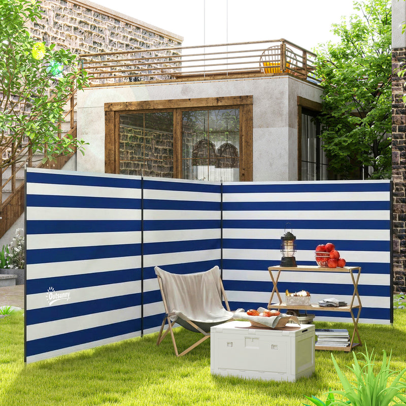 Windbreak Shelter for Camping and Beach with Easy Setup and Carry Bag Dark Blue White