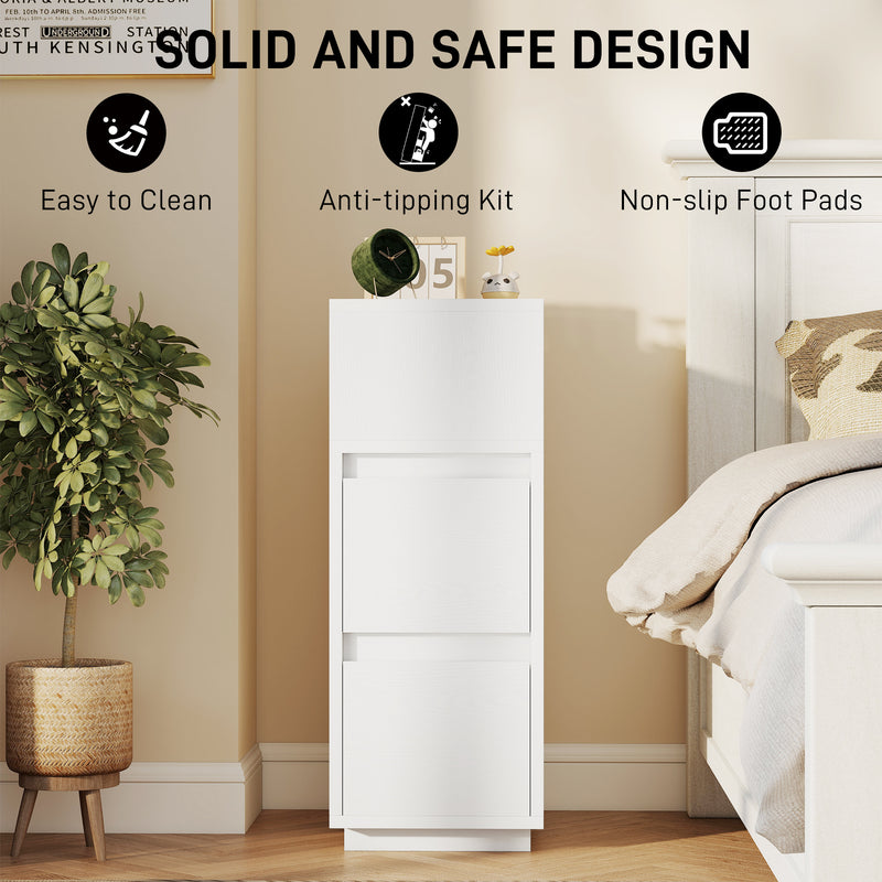 Slim Bedside Table with Drawers and Open Shelf for Small Bedrooms