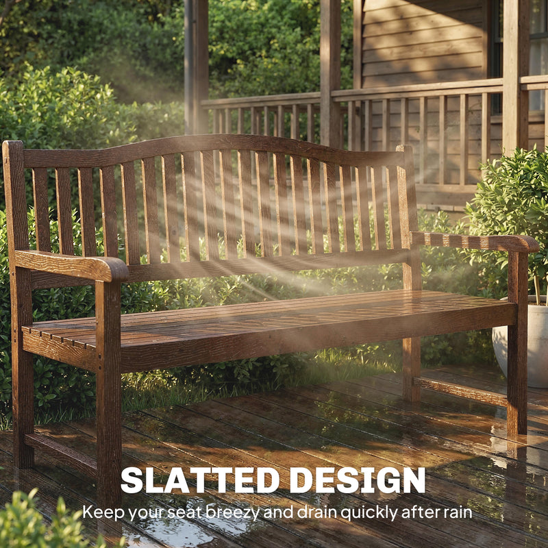 Convertible Wooden Garden Bench With Lift-Up Table and Weatherproof Cover Light Brown Outsunny