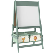 Double Sided Kids Art Easel With Paper Roll And Storage Boxes For Ages 3 to 8, Green