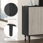 Kitchen Sideboard Storage Cabinet With Adjustable Shelves Ideal for Living Room, Black