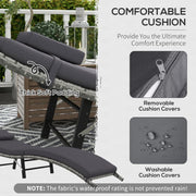 Image of an ergonomic curved rattan sun lounger with dark grey cushion