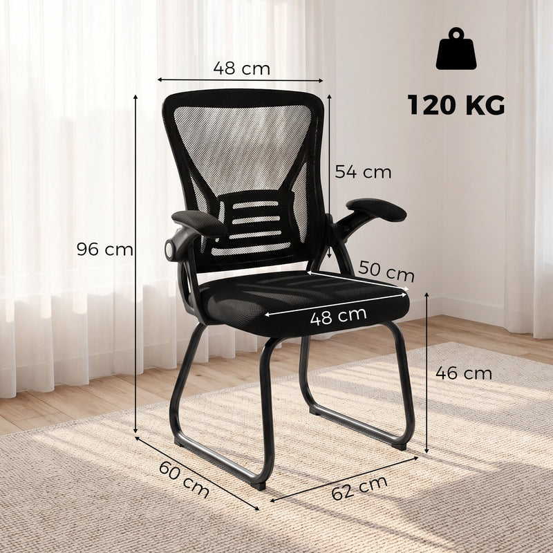 Dimension diagram showing the chair's width, depth, height, seat size and 120kg weight capacity in Black