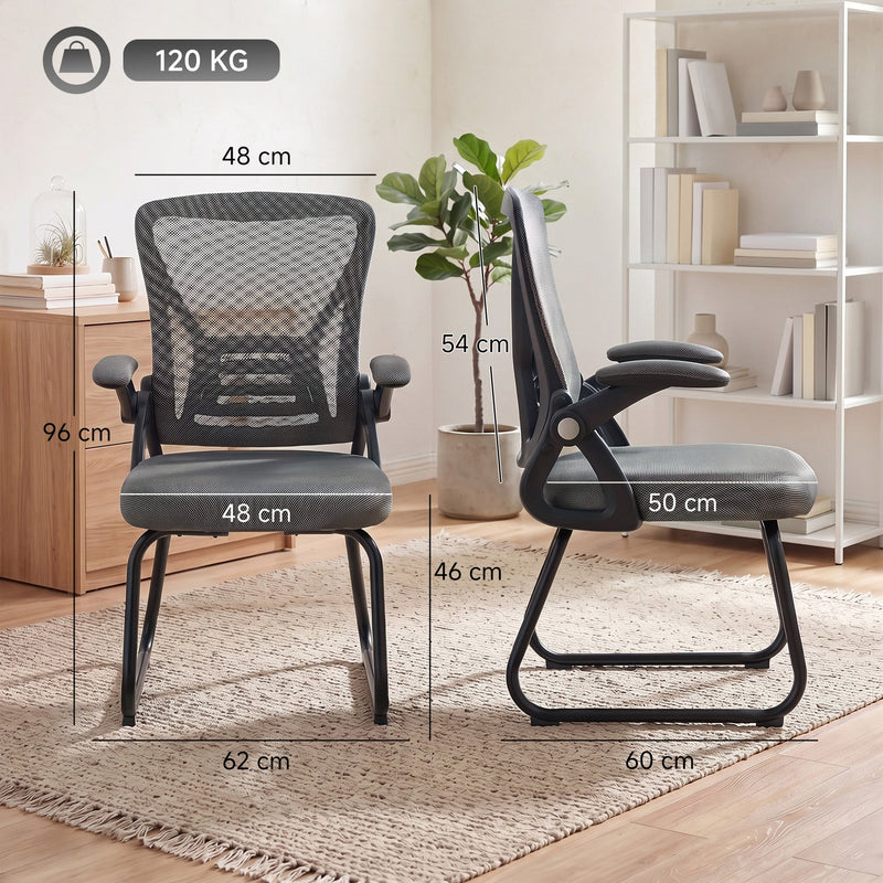 Dimension diagram showing the chair's width, depth, height, seat size and 120kg weight capacity