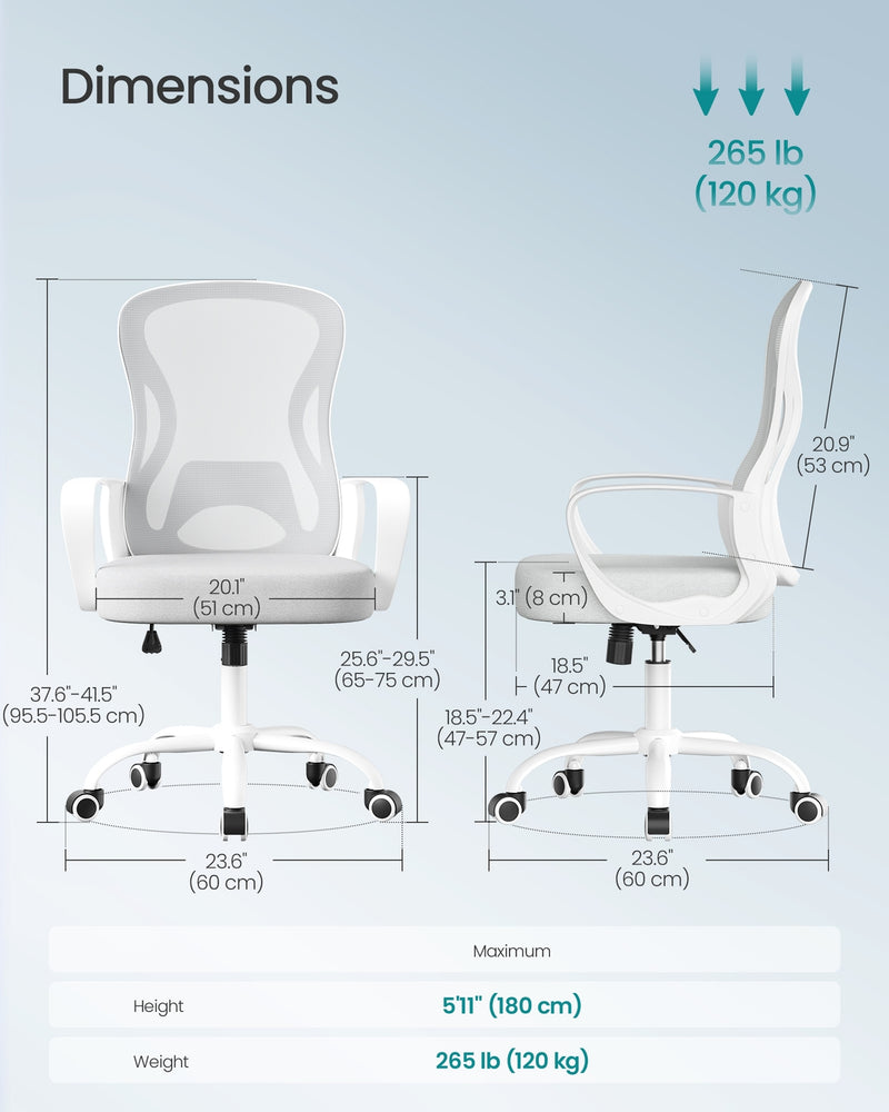 Close-up of the breathable mesh backrest on the Songmics office chair