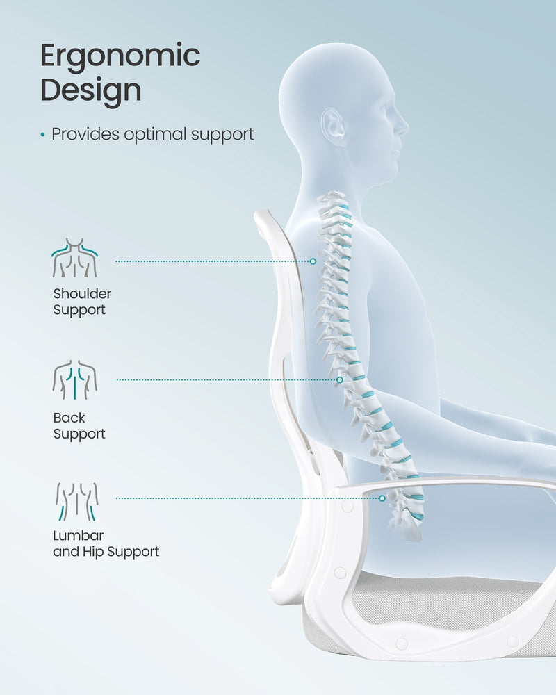 Dimensions diagram of the Songmics ergonomic mesh office chair