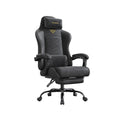 Ergonomic office chair with footrest extended, headrest pillow and lumbar cushion
