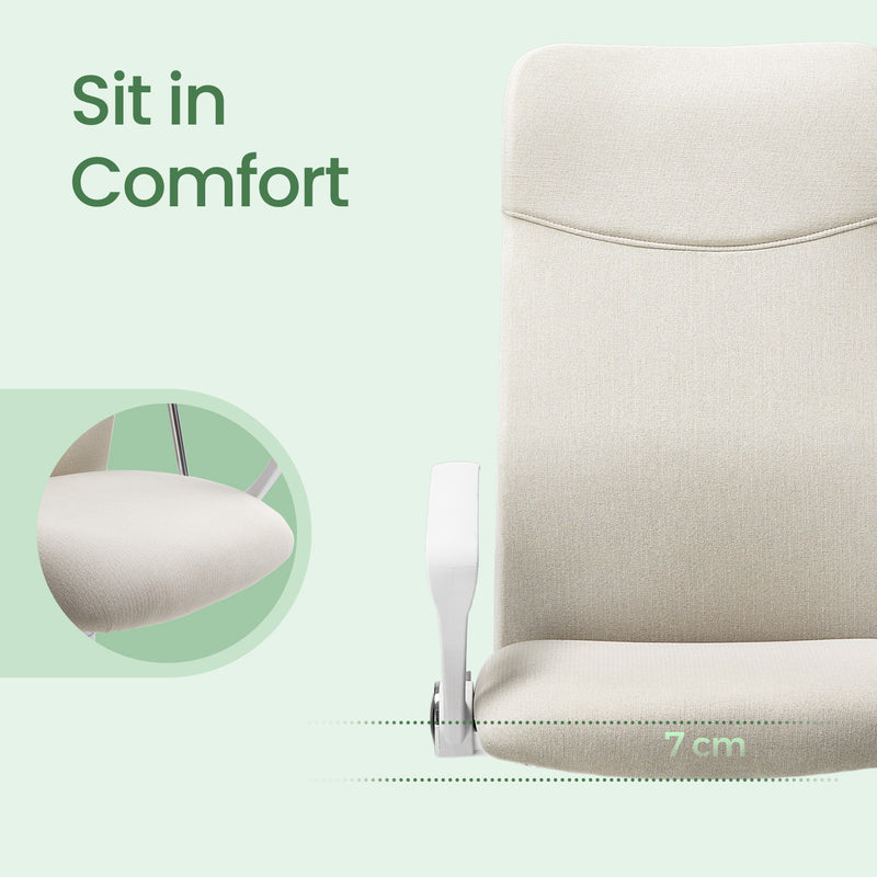 Side view of the office chair showing the S-shaped backrest and tilt mechanism