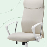 Close-up of the chair armrest and seat cushion showing the fabric texture
