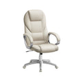 Cream white ergonomic swivel office chair studio shot from the front