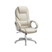 Cream white ergonomic swivel office chair studio shot from the front