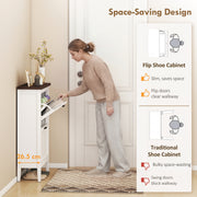 Slim Shoe Storage Cabinet for Hallway Organisation with Flip Drawers and Adjustable Shelves White Homcom