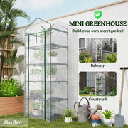 White 193cm Five Shelf Mini Greenhouse for Plants and Seedlings by Outsunny
