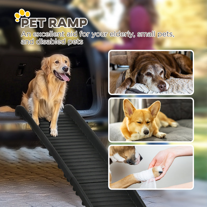 Foldable Dog Car Ramp for SUVs and Vehicles Non Slip Surface Easy to Store Black AOSOM