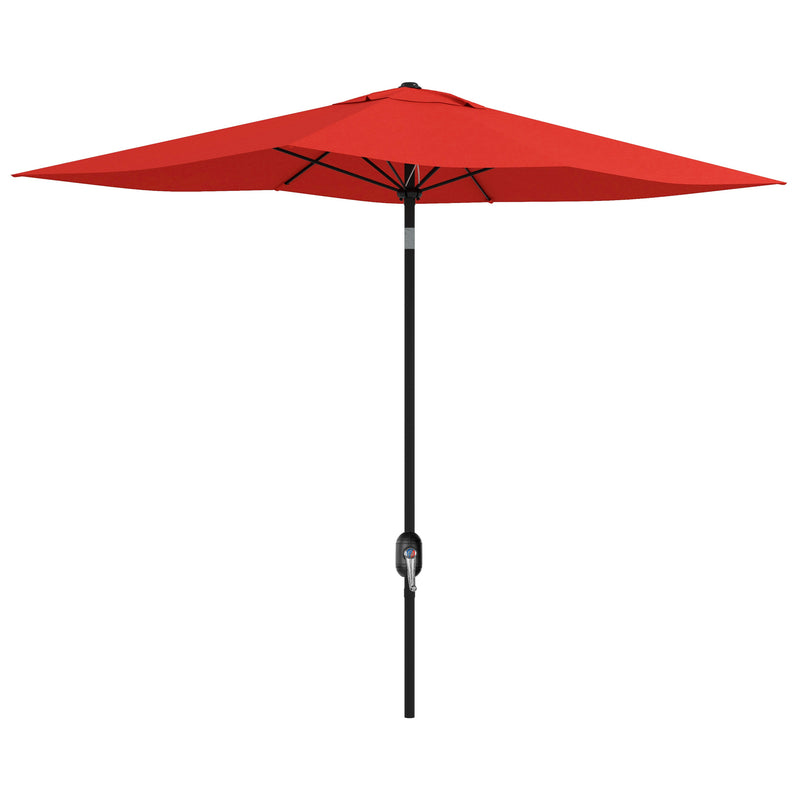 Wine Red Rectangular Garden Parasol 2 x 3m With Crank Tilt and Aluminium Pole by Outsunny