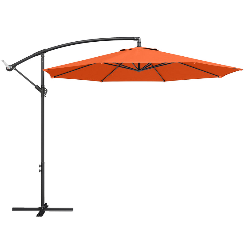 Cantilever Garden Parasol with Large Adjustable Canopy for Shaded Outdoor Seating Orange