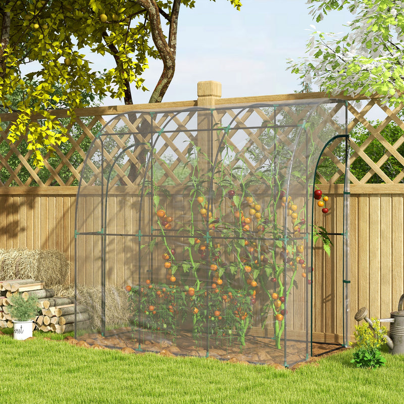 Walk In Lean To Greenhouse 214cm x 118cm with Shelves Ideal for Small Gardens Green