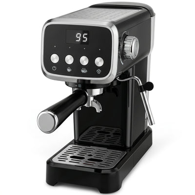 Espresso machine with milk frother in black and silver by Homcom