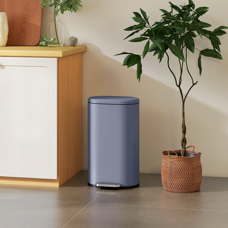 30L Slim Pedal Bin with Soft Close Lid and Removable Bucket for Kitchen or Office Grey