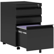 Mobile Metal Filing Cabinet with 3 Drawers and Anti Tilt Design for Home Office, Black