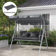 Charcoal Grey Garden Chair Cushion Set with Pillows and Ties (Cushions Only)