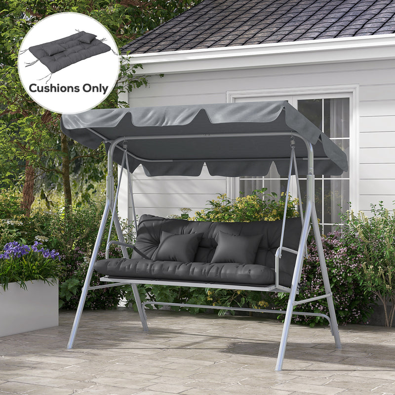 Charcoal Grey Garden Chair Cushion Set with Pillows and Ties (Cushions Only)