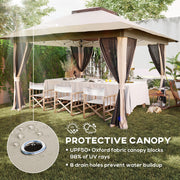 3.6 x 3.6m Pop Up Gazebo with Mesh Sides, Carry Case, Weight Bags, Beige by Outsunny