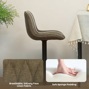 Set of Two Linen Look Bar Stools with Cushioned Seats for Kitchen or Home Bar, Brown