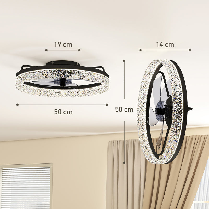 Ceiling Fan with Light and Smart Controls for Year Round Comfort Black AOSOM