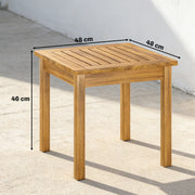 Coffee Table for Indoor or Outdoor Use Compact Acacia Wood with Slatted Top Teak Outsunny