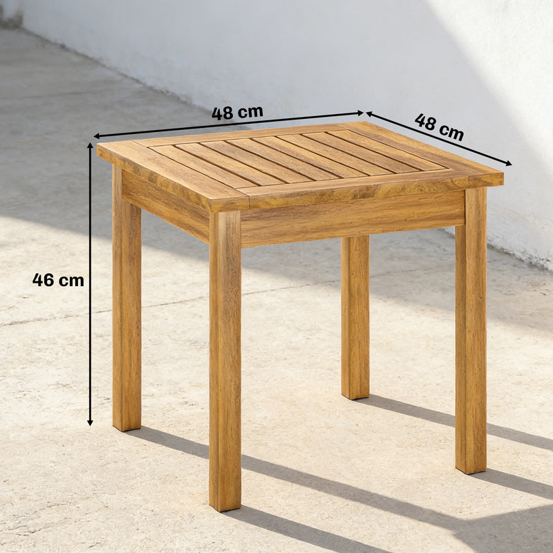 Coffee Table for Indoor or Outdoor Use Compact Acacia Wood with Slatted Top Teak Outsunny