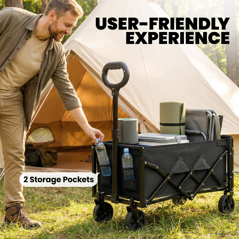 Folding Festival and Camping Trolley for Heavy Loads with Adjustable Handle Black Outsunny