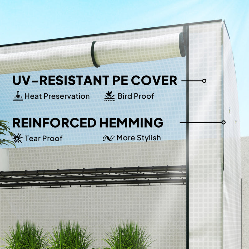 Portable Mini Greenhouse With Roll Up Door For Indoor And Outdoor Growing White Outsunny