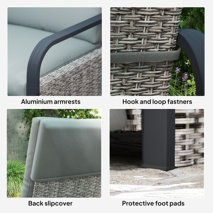 Light Grey Rattan Recliner Garden Chair With Cushion Tray And Footrest by Outsunny