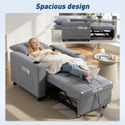 3 in 1 Convertible Single Sofa Bed Chair Ideal for Small Spaces Dark Grey Homcom
