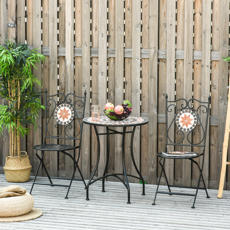 Three Piece Mosaic Bistro Table and Chair Set Multicoloured by Outsunny