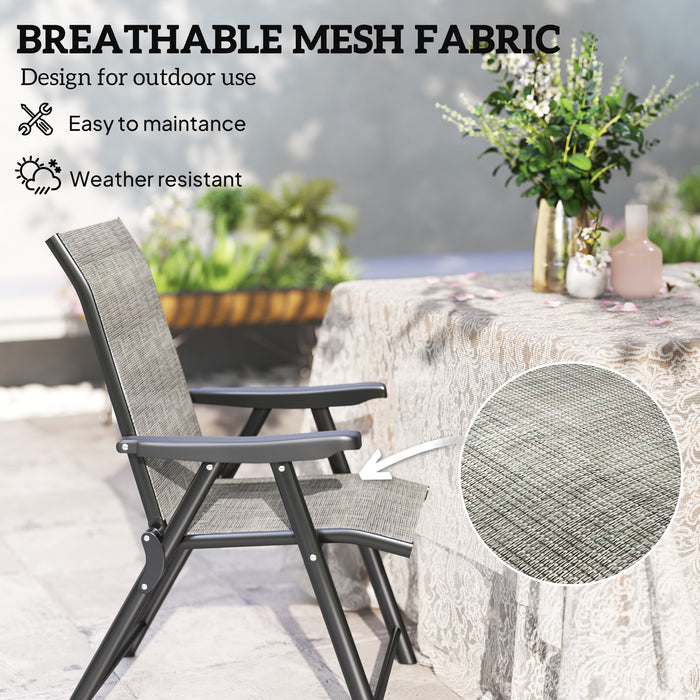 Set of Two Folding Outdoor Chairs Black and Grey Lightweight and Portable by Outsunny