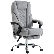 Reclining Massage Office Chair With Heat Adjustable Height And Footrest For Home, Use Grey