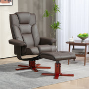 Faux Leather Recliner Armchair with Matching Footstool for Home Comfort Brown