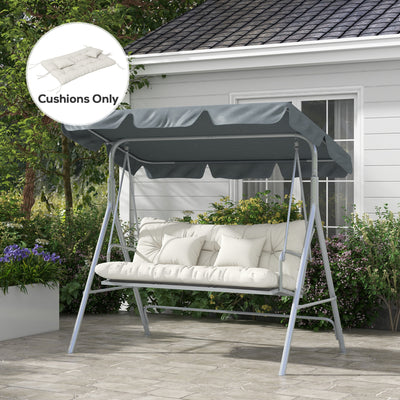 Outdoor Chair Cushion Set with Back Seat Pads and Ties Ideal for Patio Seating White AOSOM