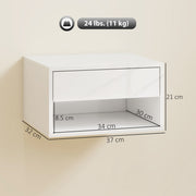 Floating Bedside Tables Set of 2 with Drawer and Shelf for Space Saving Storage High Gloss White AOSOM