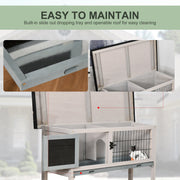 Elevated Wooden Guinea Pig Hutch with Removable Tray and Weatherproof Roof Outdoor Grey AOSOM