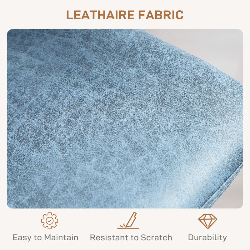 Set of 2 Retro Tub Bar Stools with Padded Seats for Kitchen or Home Bar Blue