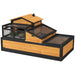 Wooden Tortoise House with Balcony Tray and Roof for Indoor and Outdoor Yellow by PawHut