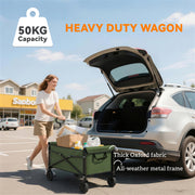 Folding Festival Trolley for Easy Family Outings and Outdoor Gear Transport Green Outsunny