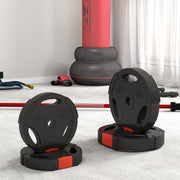 30kg Weight Plates Set With Two 10kg and Two 5kg Cast Iron Discs For Home Gym Black AOSOM