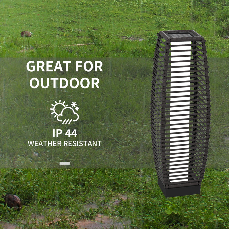 Grey 68cm Rattan Solar Floor Lamp With LED Light For Outdoor Garden Or Pathway Use