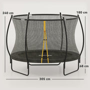 10ft Outdoor Trampoline with Enclosure Net and Spring Cover for Garden by SPORTNOW AOSOM