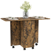 Rustic Brown 6 Seater Drop Leaf Dining Table With Storage by HOMCOM