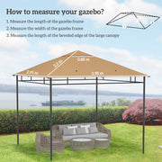 3 x 3 m Garden Gazebo Roof Canopy Replacement With Drainage Holes Top Cover Beige AOSOM